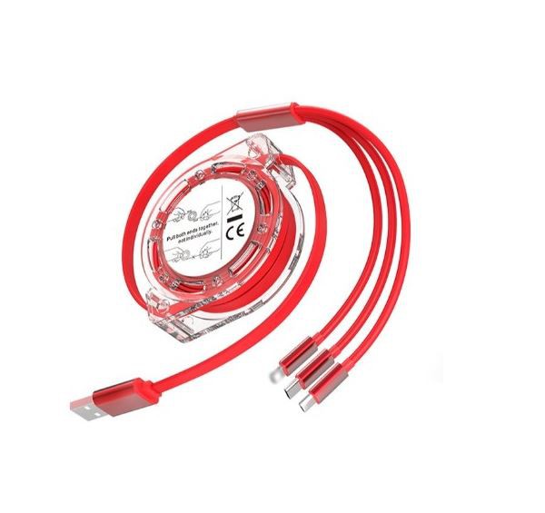 Прибиращ се кабел за зареждане на данни "три в едно"